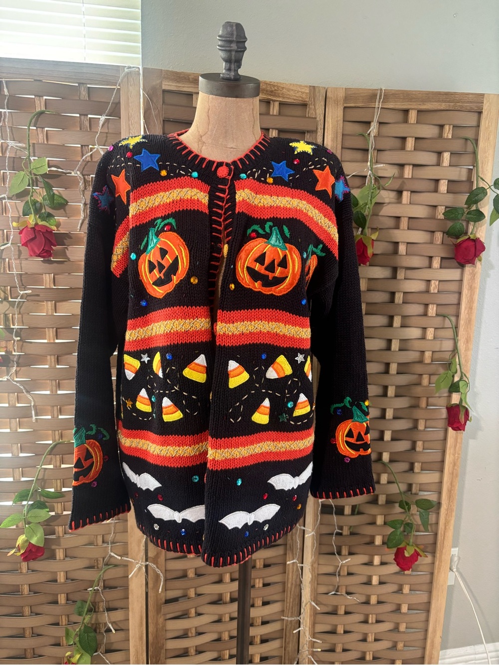 Vintage Halloween Pumpkin Cardigan gladys bagley